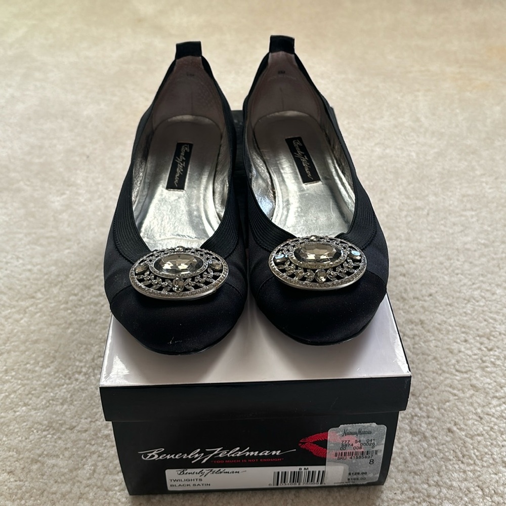 Black Satin / rhinestone slip on.